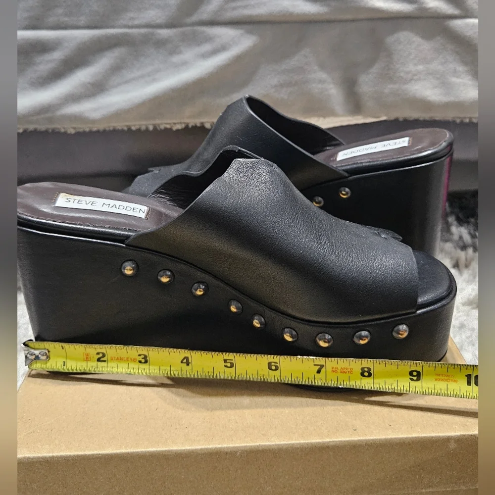NWB Steve Madden Sadie black leather open toe Size 41 - Picture 11 of 12